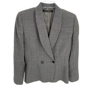 Brooks Brothers Double-breasted Wool 6 Houndstooth Women’s Blazer Black Collared